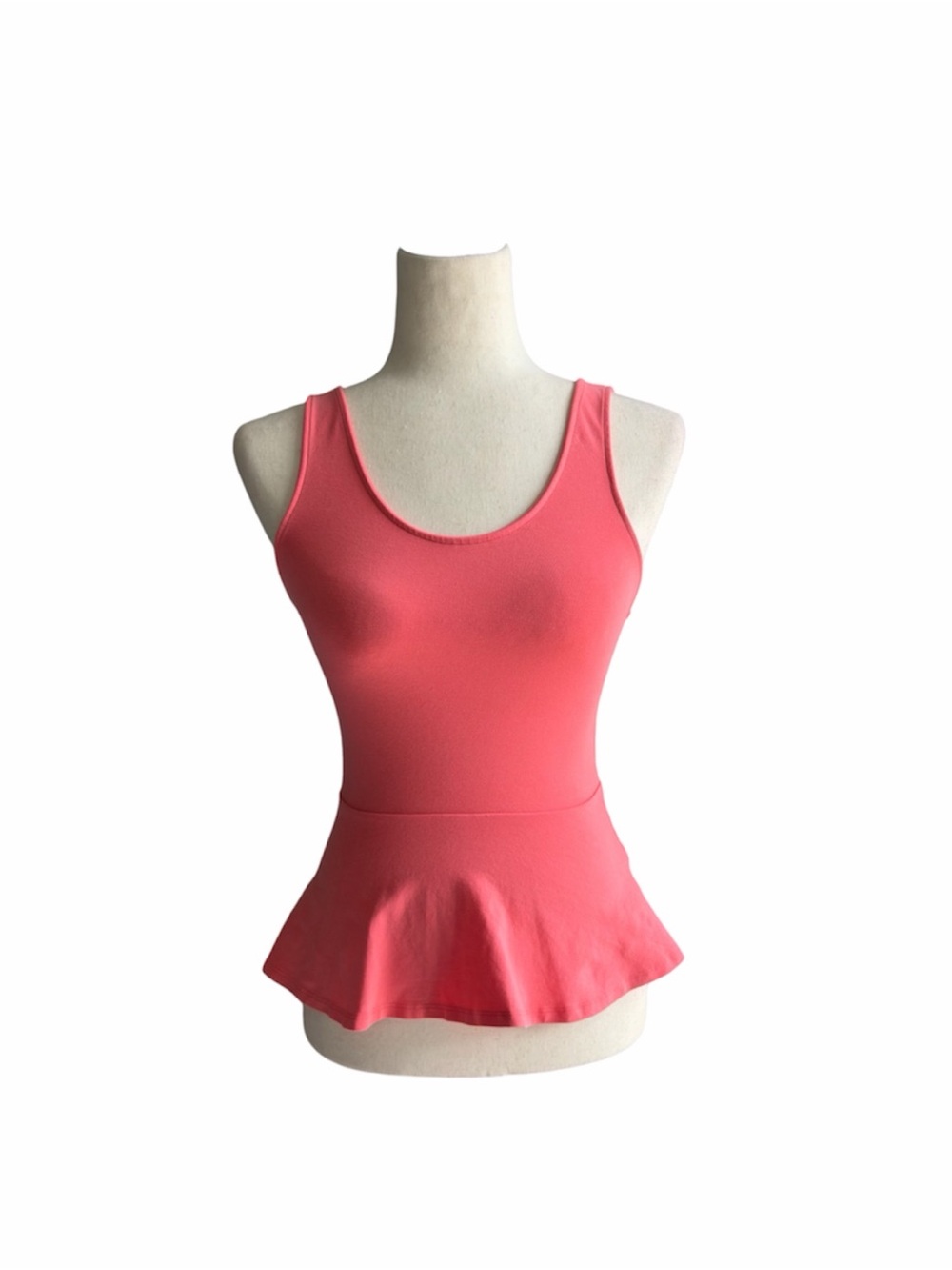 Express Open Back Women Coral Salmon Peplum Tank Top Y2K Sleeveless Scoop Neck